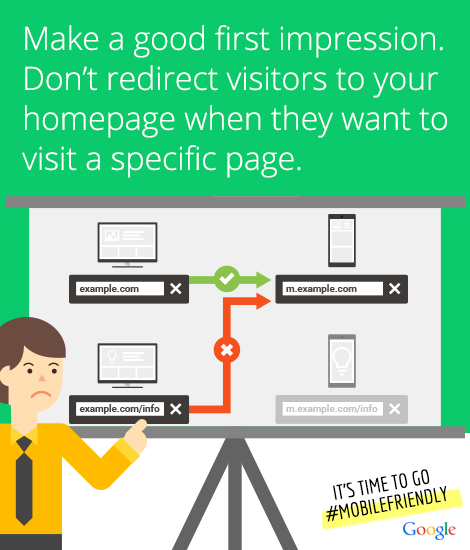 Make a good impression. Don't redirect visitors to your home page when they want a specific page.