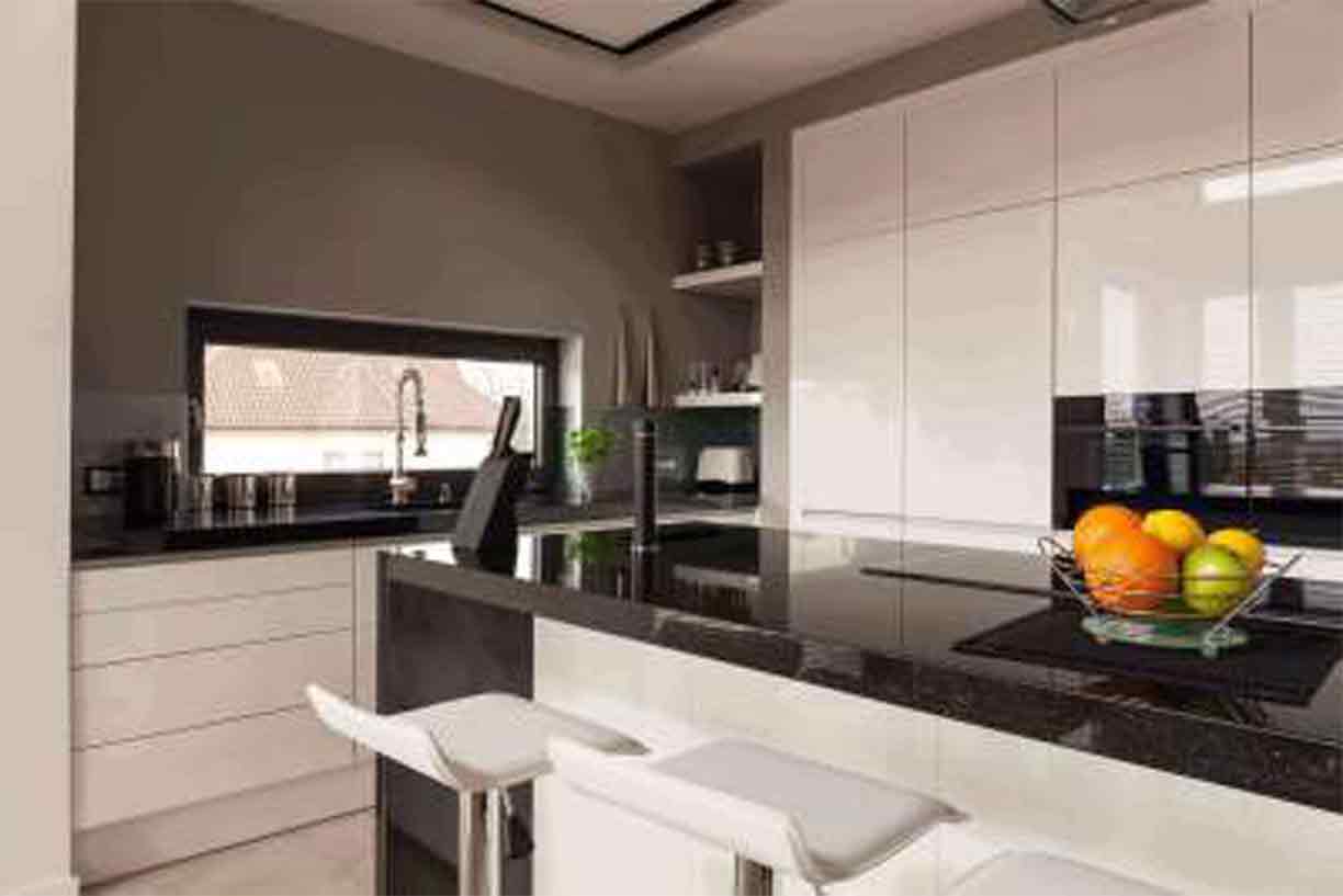 Image Showing Black And White Kitchen Design