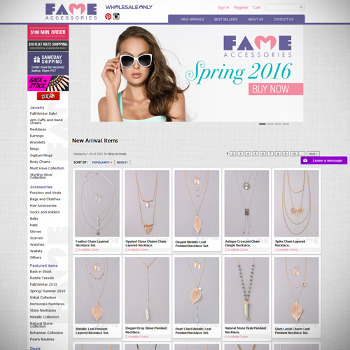 website mockup for selling jewelry