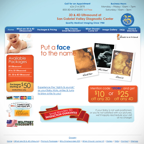 website mockup in blue and orange